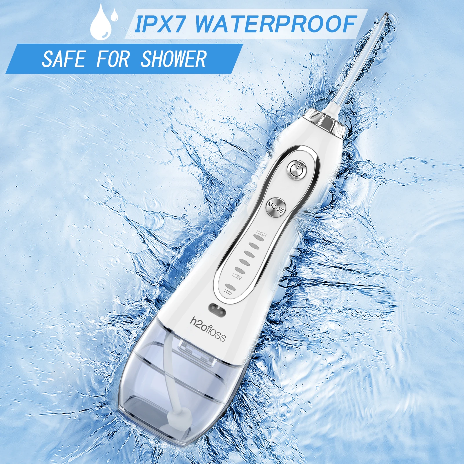 H2ofloss Cordless Portable IPX7 Waterproof Oral Irrigator with
