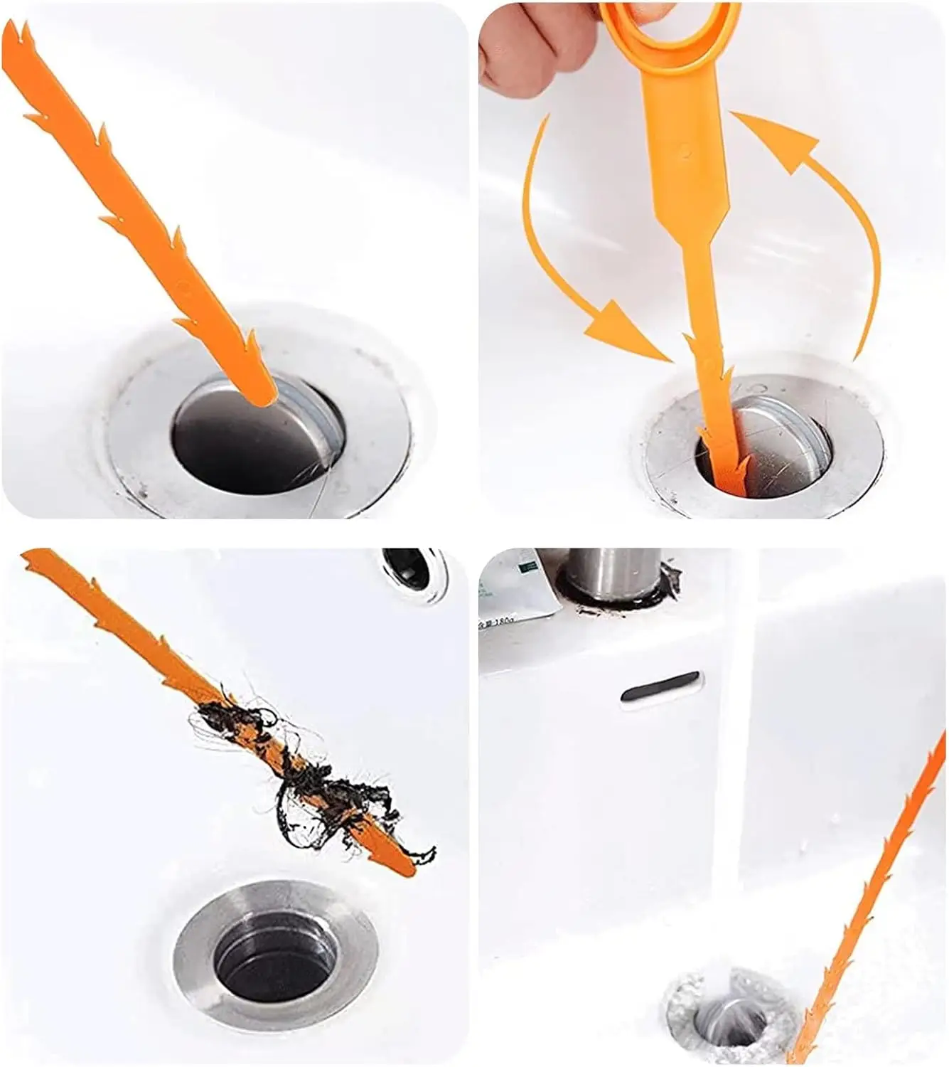 Clog Remover Drain Relief Auger Cleaner Tool Sink Drain and Snake Overflow Cleaning Brush Sewer Hair Catcher