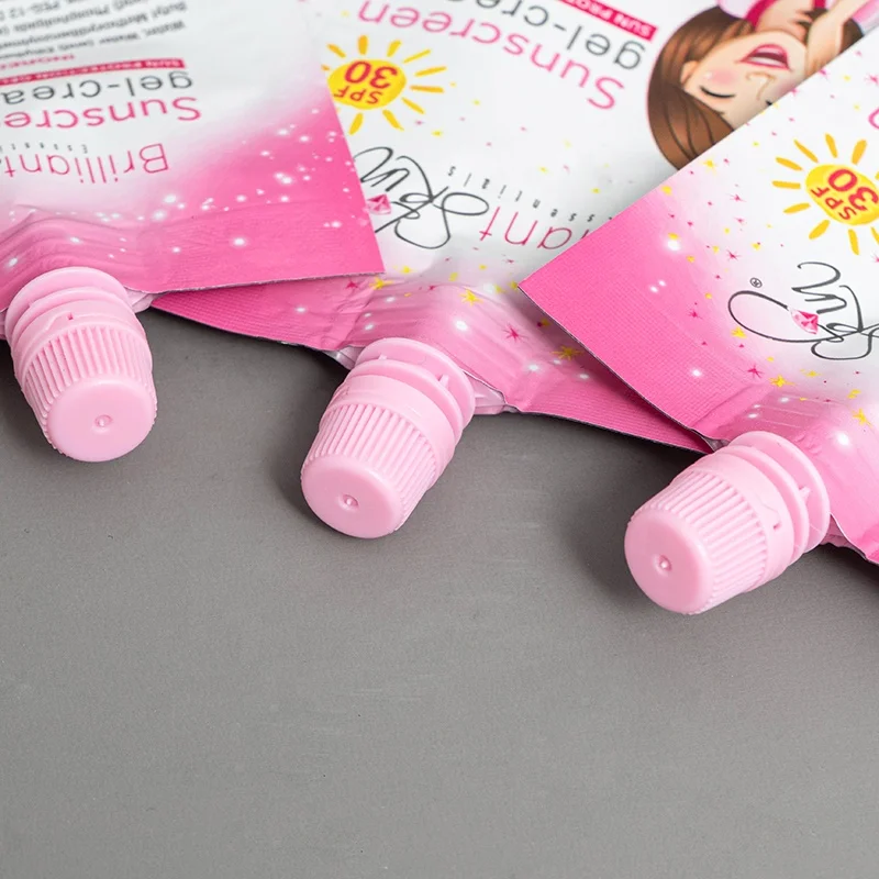 Custom Logo Small Packaging Sample Liquid Facial Face Cream Spout Pouch Sachet for Cosmetic