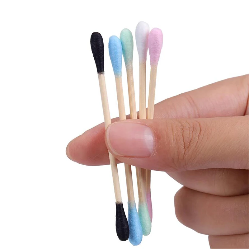 hot selling oem double-headed eco friendly bamboo makeup cotton buds wooden ear cleaning cotton swab case