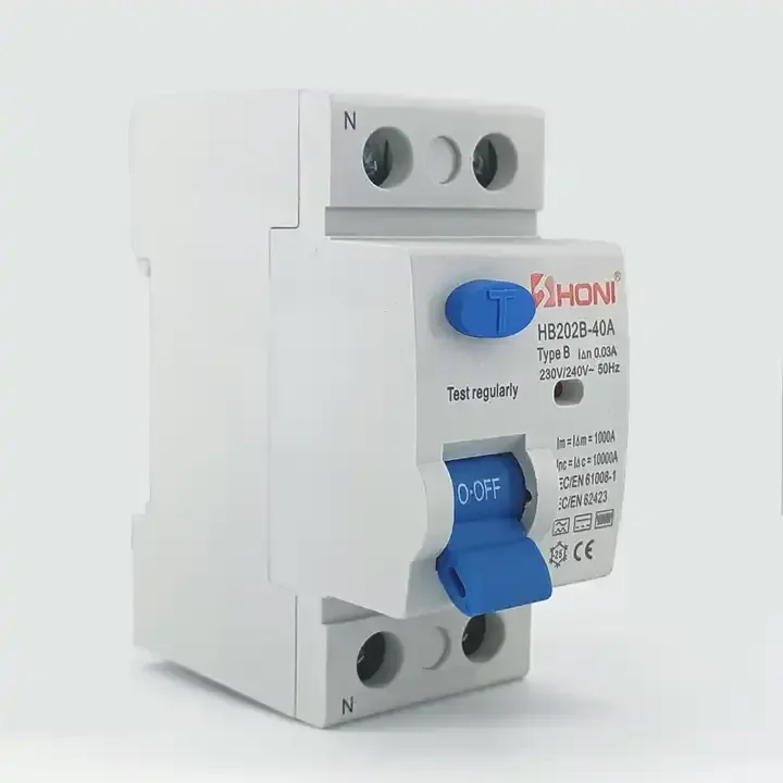 HONI HB202B HB204B 2P 4P TYPE B RCCB ELCB 10KA 30MA 32A 40A 63A 125A Residual Current Circuit Breaker Rcd