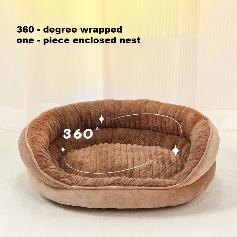 product luxury plush dog sofa bed with anti slip bottom solid pattern pp cotton filling perfect nest cats dogs premium pet bed accessory-49