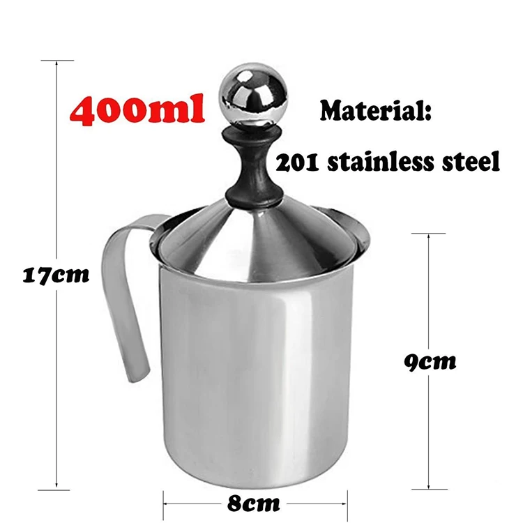 400/800ML Manual Milk Frother Stainless Steel Cappuccino Milk Creamer Milk  Foam Mesh Coffee Foamer Creamer