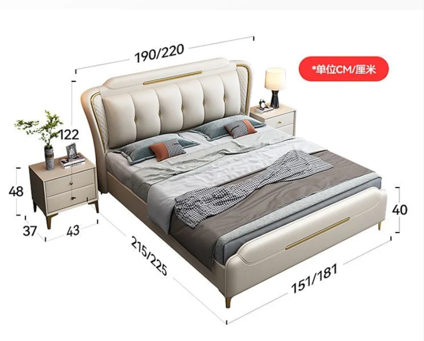 Luxury Italian Bedroom Set Modern Large Storage King Double Bed Buy