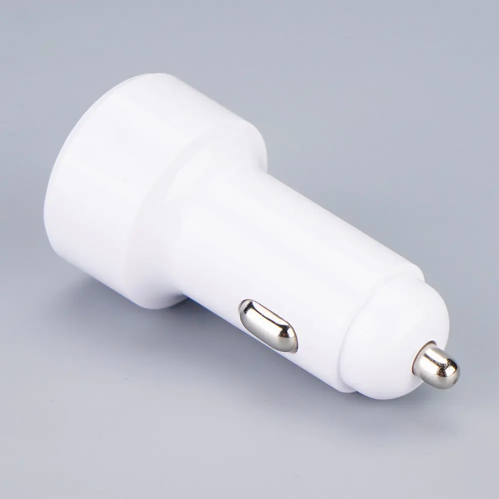  2 USB-A White Round Car charger DC12V-24V 4052