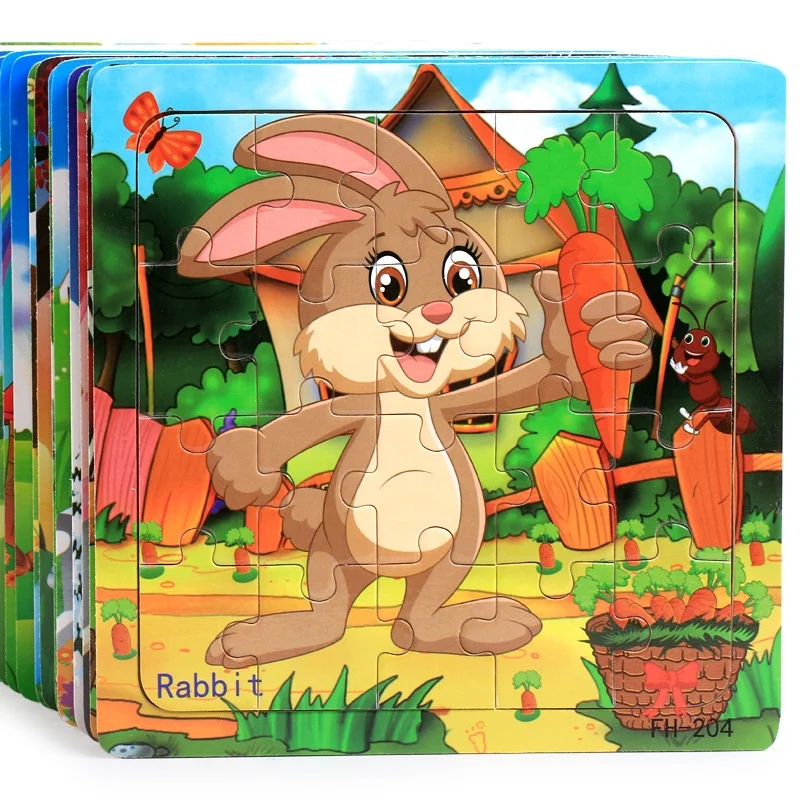 20 Pieces Puzzle Educational Brain Teaser Montessori Wooden Jigsaw Puzzle Toys for Kids