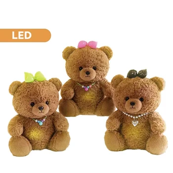 Wholesale 22cm LED Light Teddy Bear Hot Sale Valentine's Day Gift Super Soft Plush Stuffed Toy Mesh Lining Glowing Teddy Bear