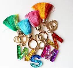 Креативный брелок для ключей с надписью и кисточкой, женский брелок-подвеска для сумки