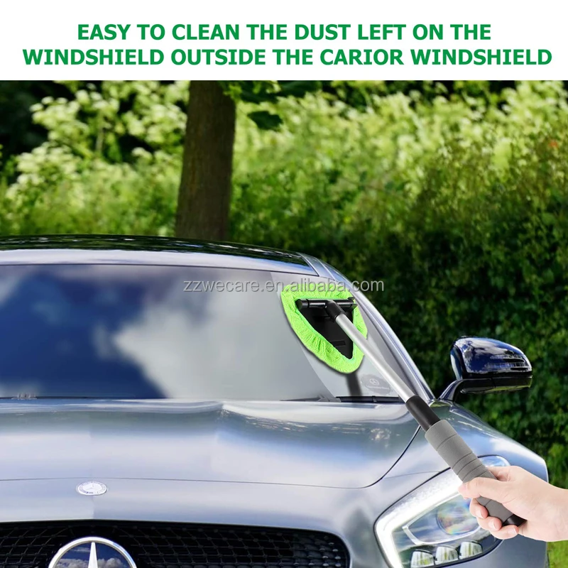 Extendable Handle Washable Reusable Cloth Microfiber Car Window Cleaning Tool Windshield Cleaner Kit