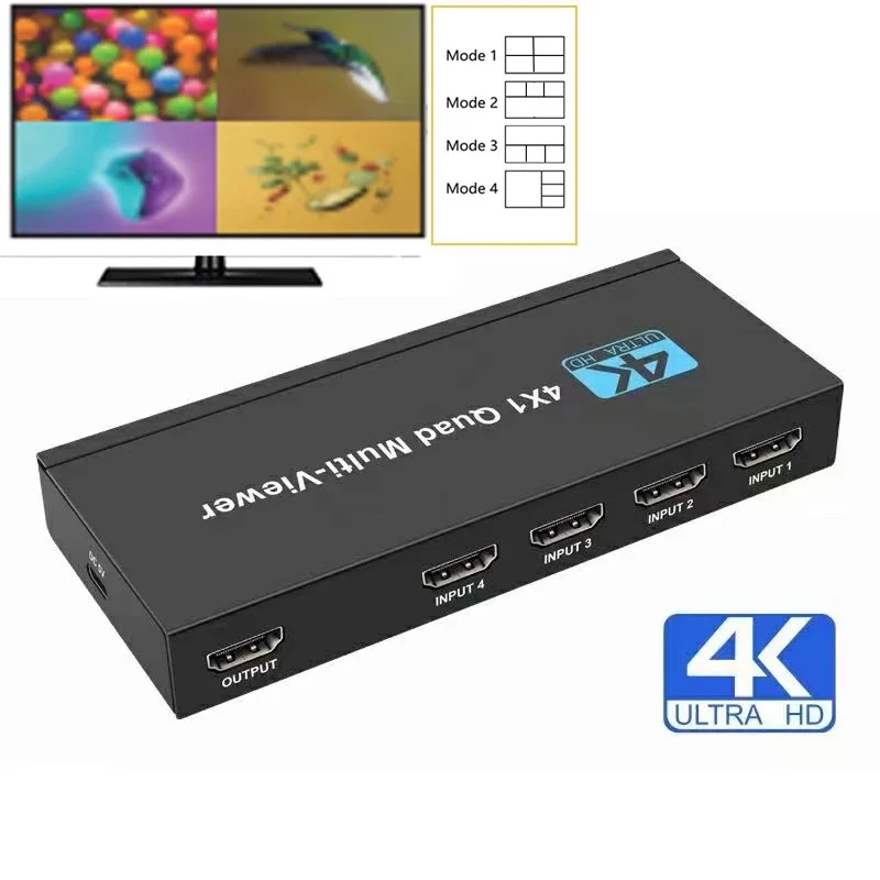 4k Hdmi Multiviewer 4x1 Quad Screen Real Time Multi Viewer 4 In 1 ...