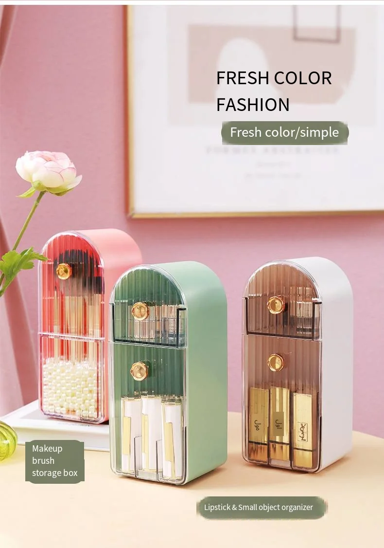 Dustproof makeup brush Eyebrow pencil storage box ins beauty brush tube desktop lipstick organizer box details