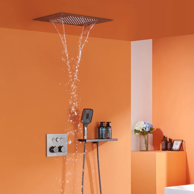 Modern Ceiling Shower Rainfall Nordic Cupc Concealed Bathroom Shower System Set Waterfall Shower