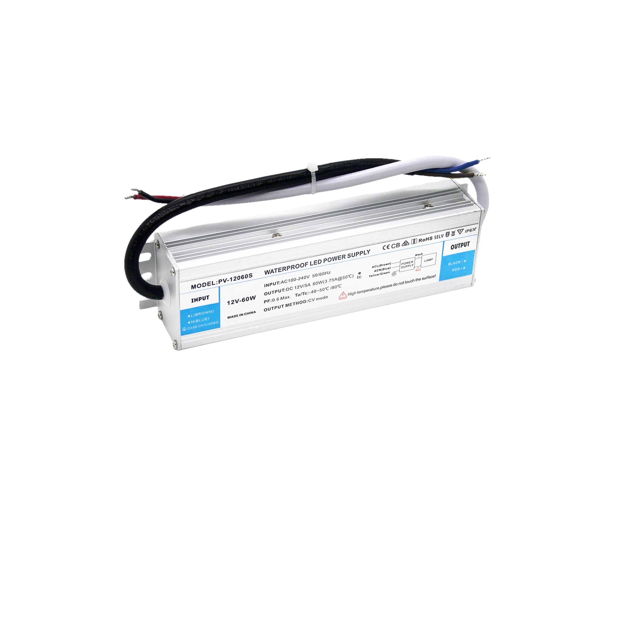 Драйвер для уличных светодиодных ламп 60 Вт адаптер трансформатора 12 В постоянного тока светодиодное освещение