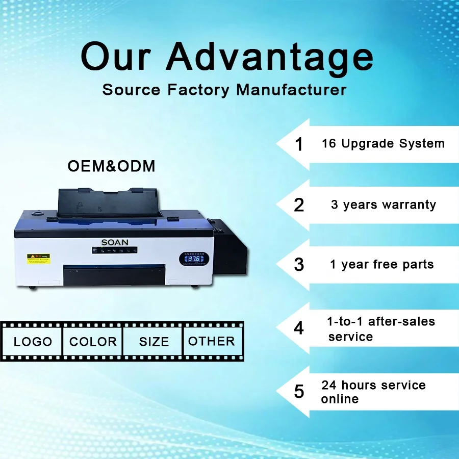 Desktop A3 Inkjet T Shirt Clothes Logo Printing Machine 30cm Heat Transfer  Roll Pet Film A3 DTF Printer