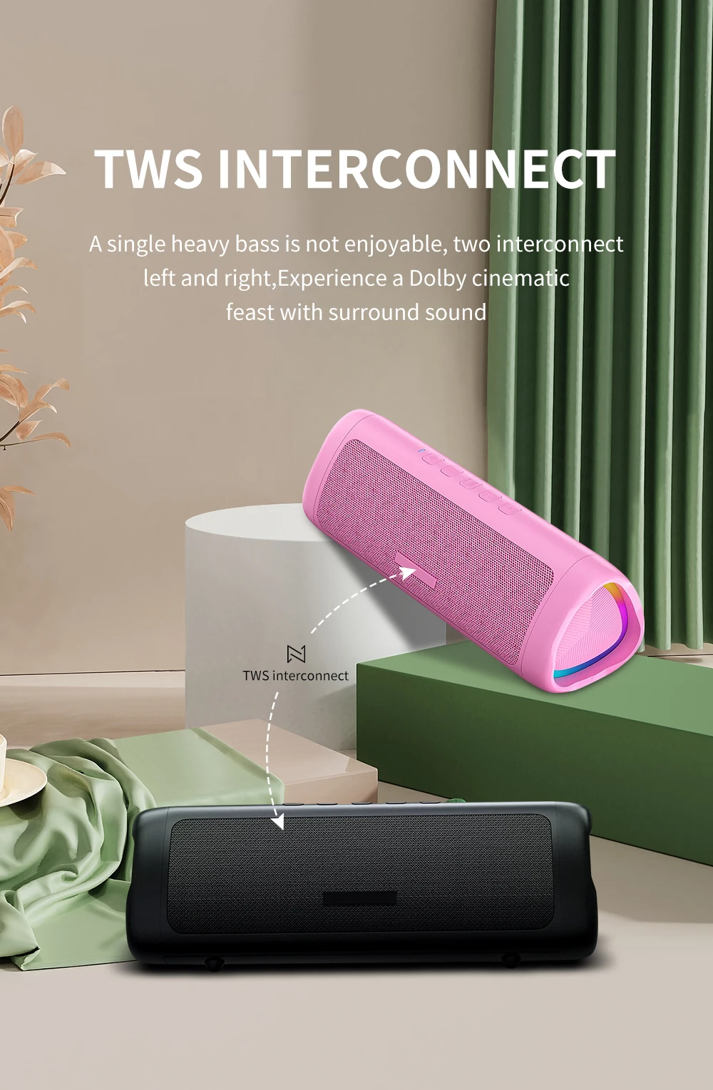 Portable Bluetooth Speaker With Deep Bass And Led Lighting_voghion.com