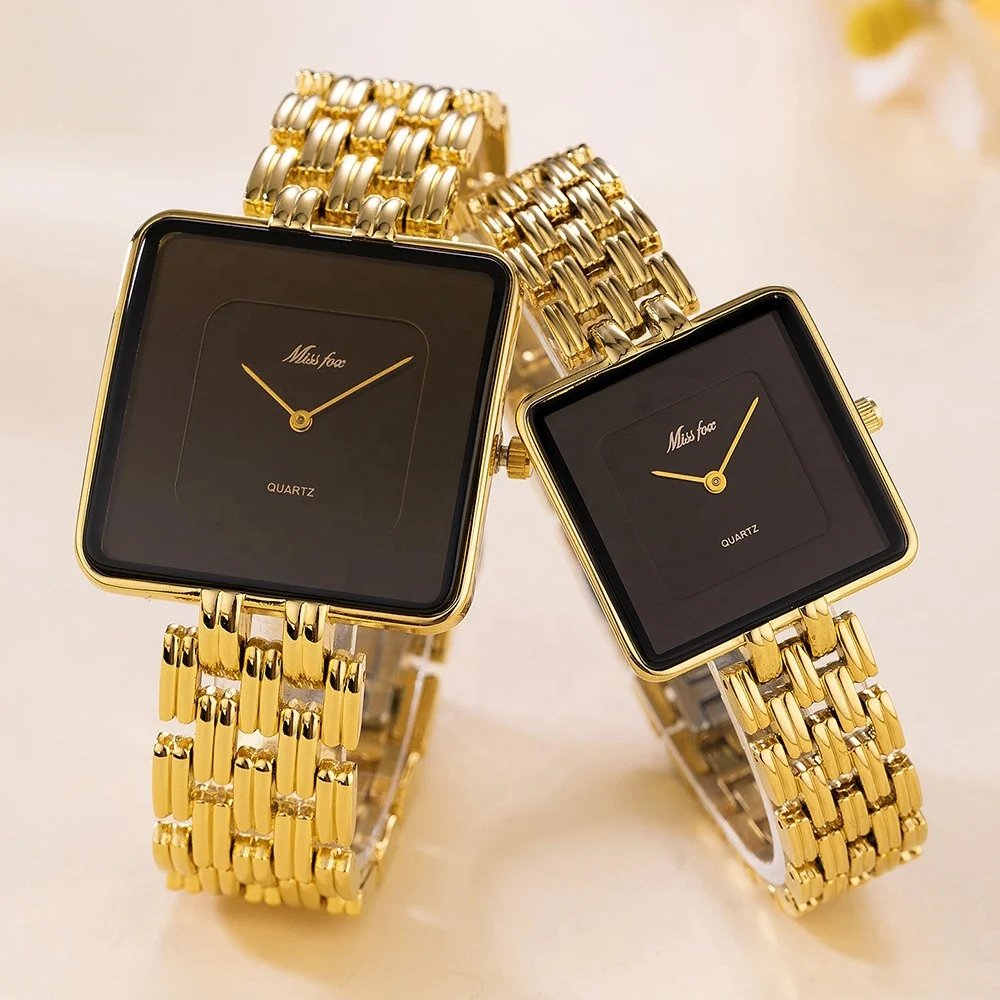 MISSFOX Couple Watch Fashion Casual Minimalist Watch missfox top brand Gold Wrist Watchesfor couple Male Clock Alibaba