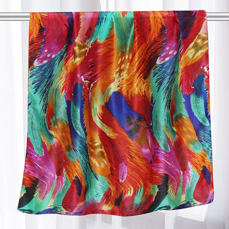 Digital Print Silk Scarf China Square Fashion Ladies Shawls and Scarf Custom Printed Hair Head Women Square Silky Scarves Satin