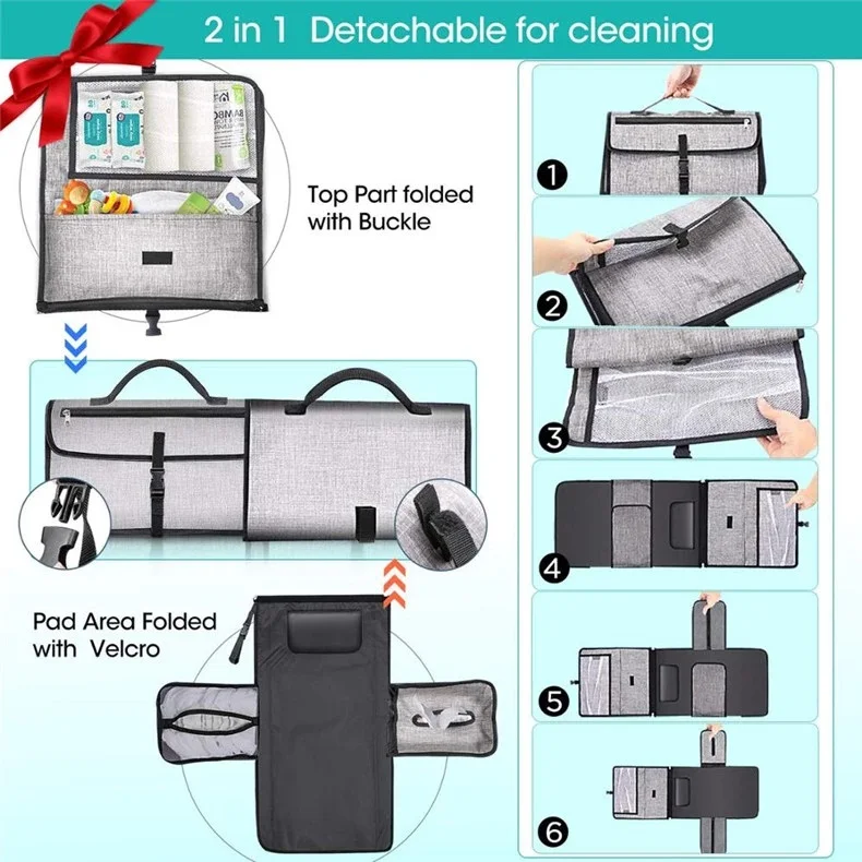 Waterproof Baby Travel Changing Mat Station With Head Cushion Toolik