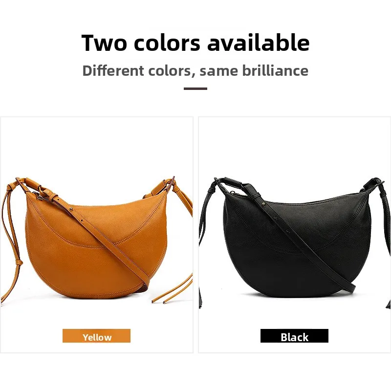 Genuine Leather Women’s Crossbody Shoulder Bag New Fashionable Large Capacity Zipper Closure Polyester Lining Single Strap