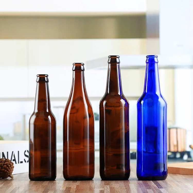 Cheap Price 330ml 500ml 1L clear Amber Beer Glass Bottles with Crown Cap Soda Juice Water Beer Bottle for Home Brewing
