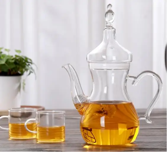 High temperature resistant transparent Arabic borosilicate glass coffee tea pot