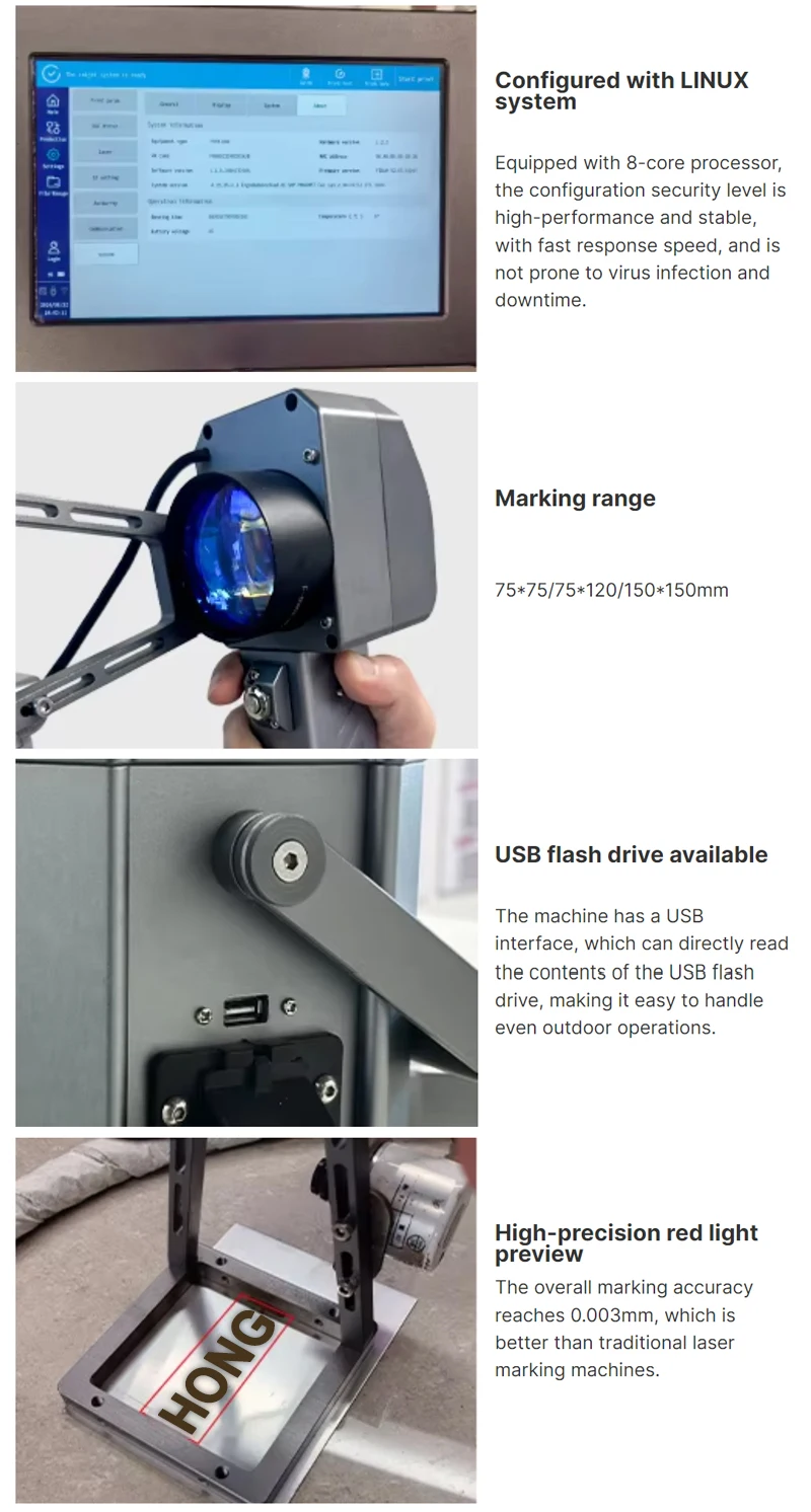 New Condition Handheld Laser Printer Portable Fiber Marking Machine for Wood Supports DXF PLT BMP Graphic Formats