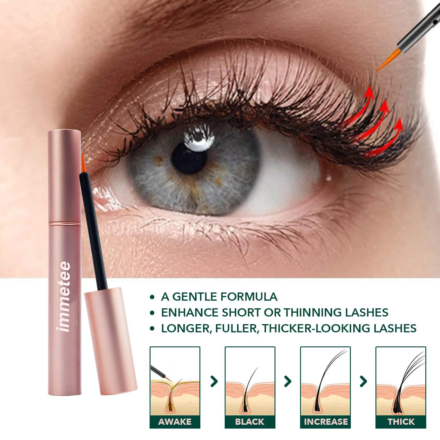 Сыворотка для роста ресниц 100% Органическая Фирменная торговая марка мягко способствует росту ресниц лучшая сыворотка для ресниц