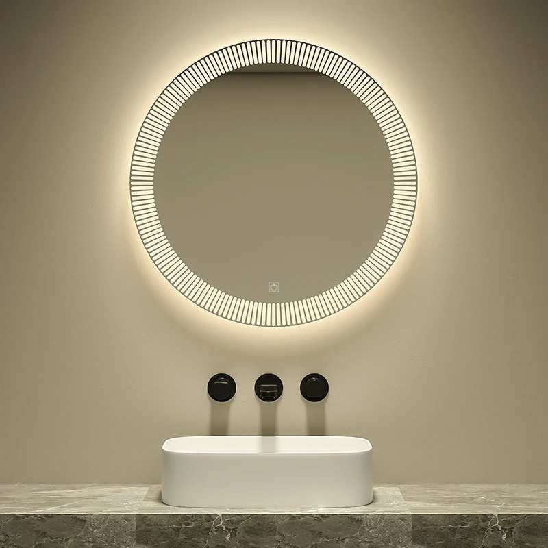 Creative Modern Design Smart Mirror Bathroom Round LED Wall-Mounted Frameless Art Bath Mirrors