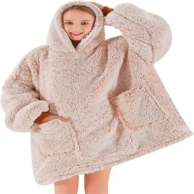 oversized sherpa wearable blanket moletom com capuz