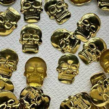 Wholesale 12mmx16mm Flat Back Iron-on Skull Rhinestones Bulk Metal Studs Hotfix Hotfix Skulls