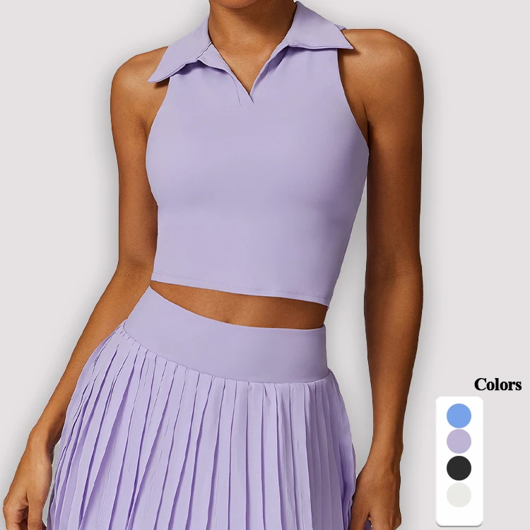 SummerCoolRunningTennisFitnessTopSolidPOLOTurn-downCollarT-shirtFashionSlimVNeckSportsVestforWomen