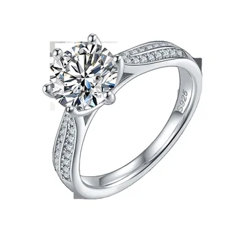 Starlight Queen S925 Silver Plated Platinum Moissanite Diamond Ring 2.0 Carat D Grade for Engagement and Wedding