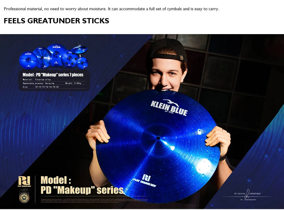 Professional 7-Piece PD Blue Cymbal Set for Drum Players