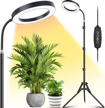 Full Spectrum 6000K LED Ring Grow Lights Large Plant Light for Indoor Plants Height Adjustable Auto ON/Off Feature