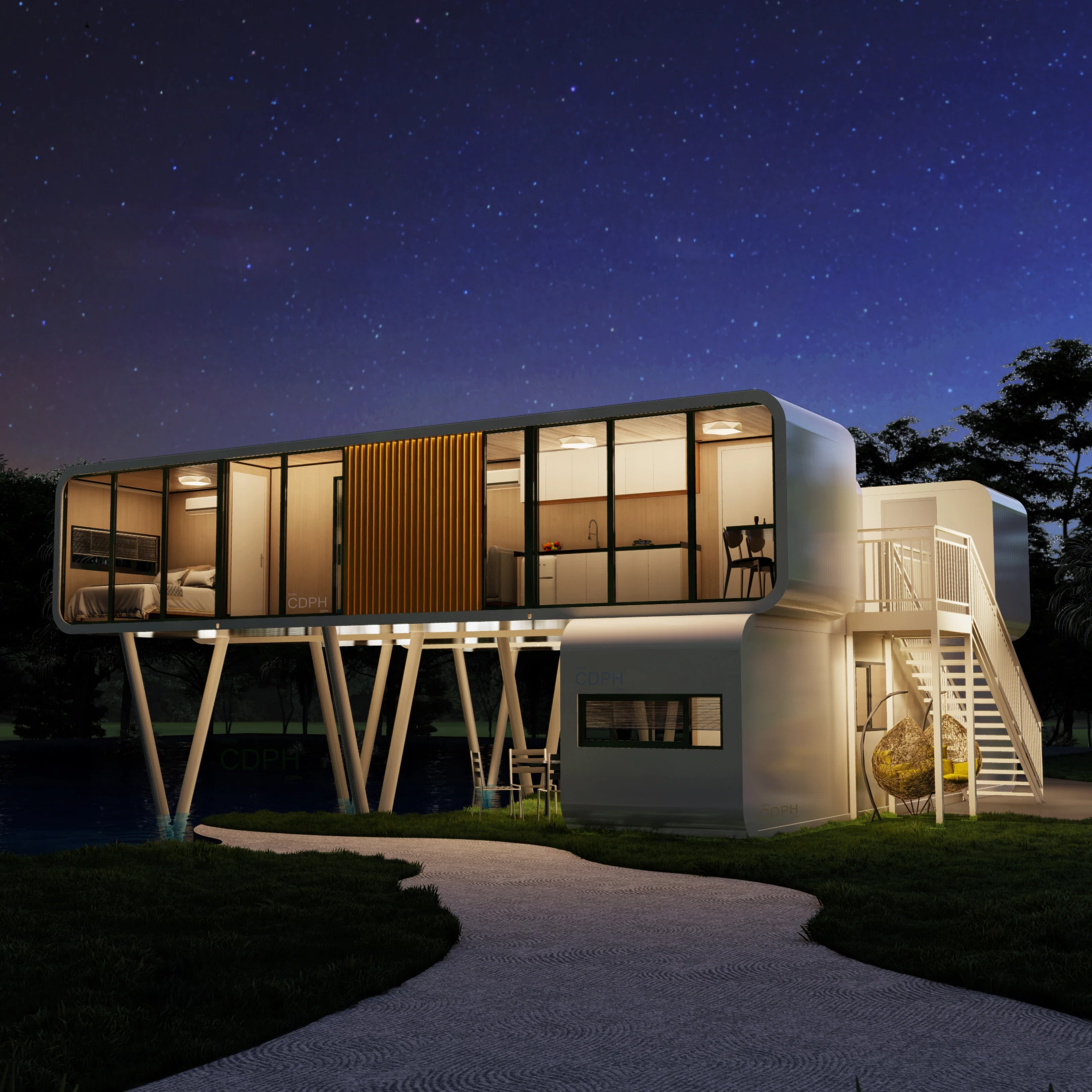 Modern Design Prefab Steel Container Home Detachable Living Room Garden Pod for Hotels or Sale as Apple Cabin