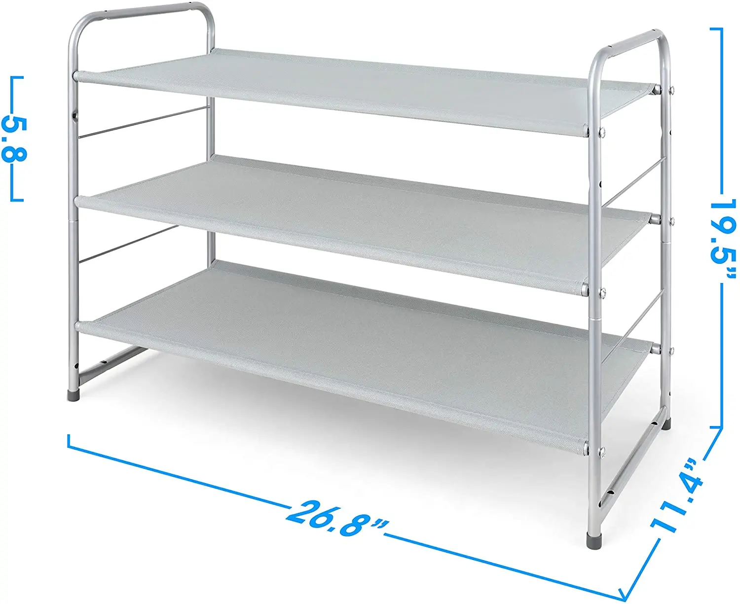 Simple Trending 3-Tier Stackable Expandable & Adjustable Fabric Shoe Stand Shelf Storage Organizer Shoe Rack