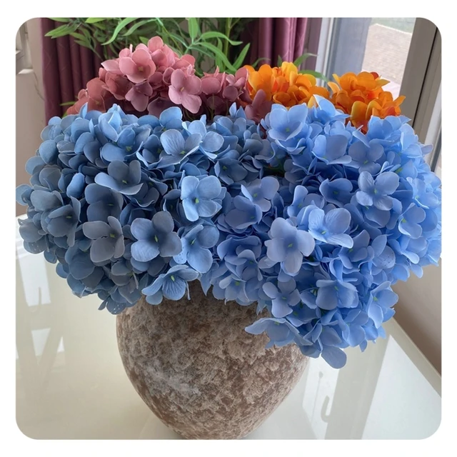 Wholesale Silk Hydrangea Flowers Artificial Big Size Blue Hydrangea Flowers for Hand Bouquet Wedding Flower Arrangement Decor
