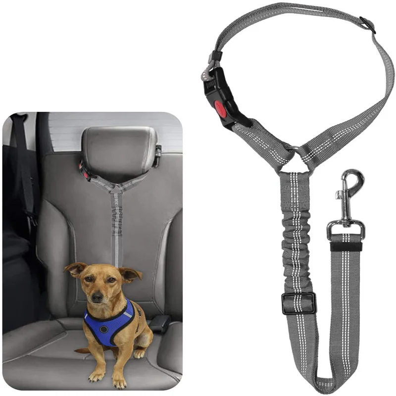 Solid Two-in-one Pet Car Seat Belt Lead Leash BackSeat Safety Belt Adjustable Harness for Kitten Dogs Collar Pet Accessories details