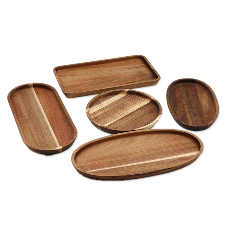 Rectangle Wood square Shape  Serving Wooden Food Plate Bread Wood Tray for Cake