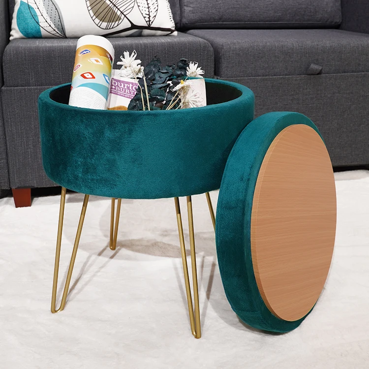 Modern Cheap Merchandise Space Saving Velvet Ottoman Pink Velvet Stools Home Stool Ottoman