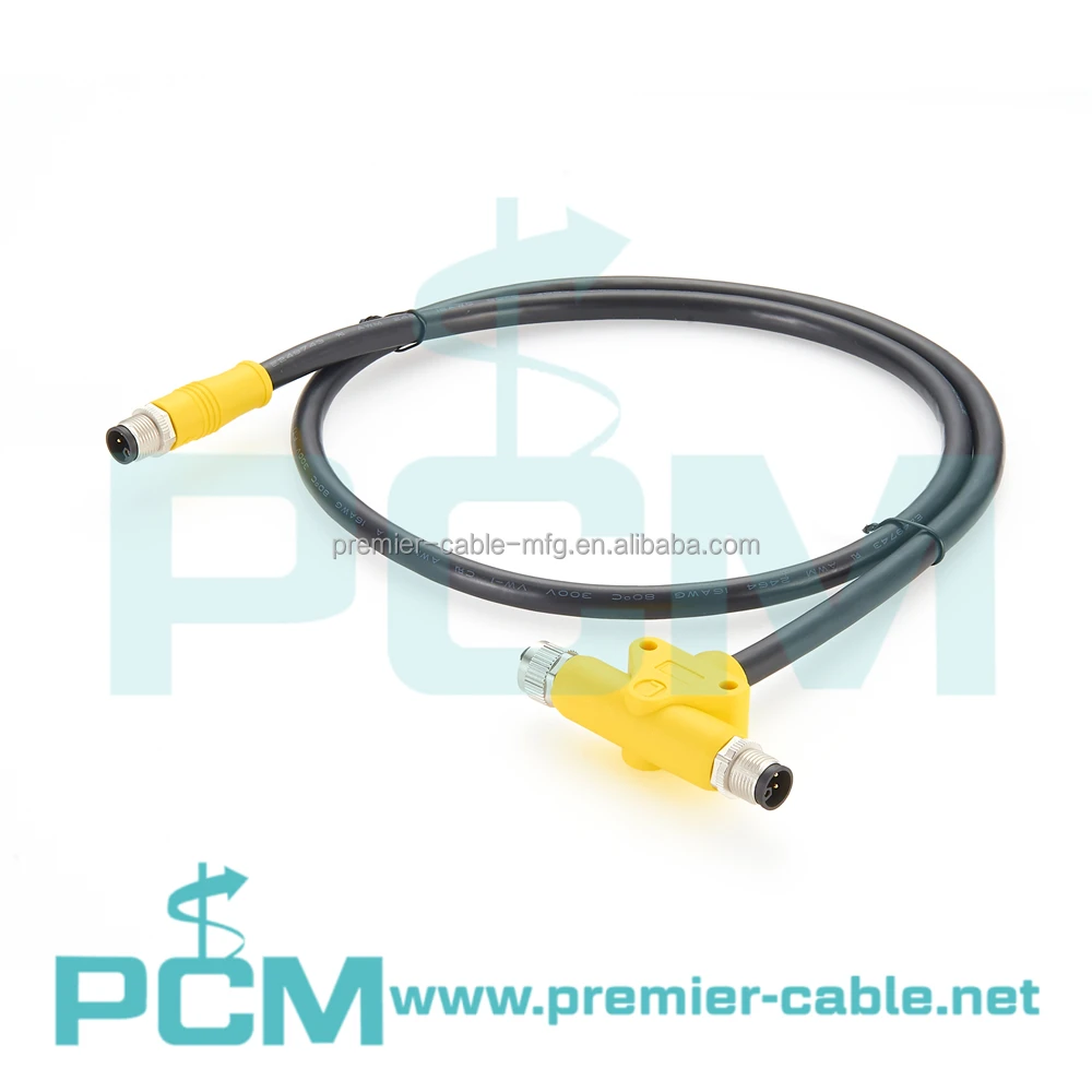 Industrial Profibus ProfiNet M12 Power L-Code Tee M12 Can Bus Cable factory