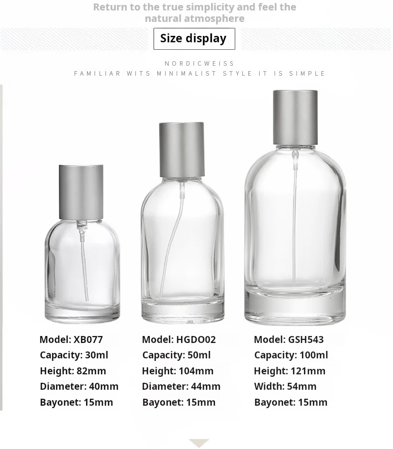 50ml Actual Size Of 30ml Perfume Bottle Eco-friendly Perfume