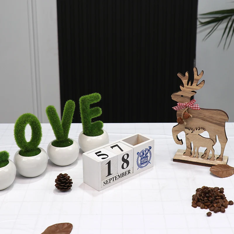Оптовая продажа, домашний декор, настольный вечный деревянный блок, календарь, деревянный стол, цифровой календарь