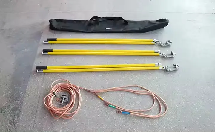 Grounding Rods Set Portable Safety 1.2M High Voltage Copper Clamp Grounding Rod Set ...