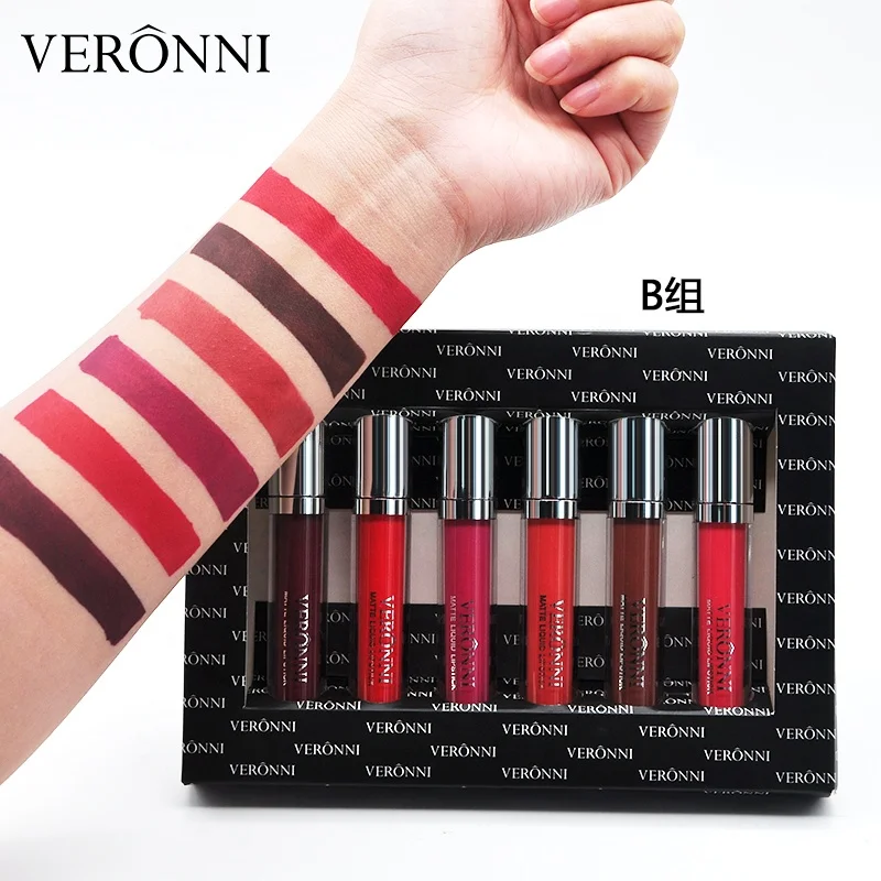 Matte Liquid Lipgloss Set Long Lasting 6-Color Waterproof Lipstick Kit with Beauty Makeup Boxes Makeup Gift Sets