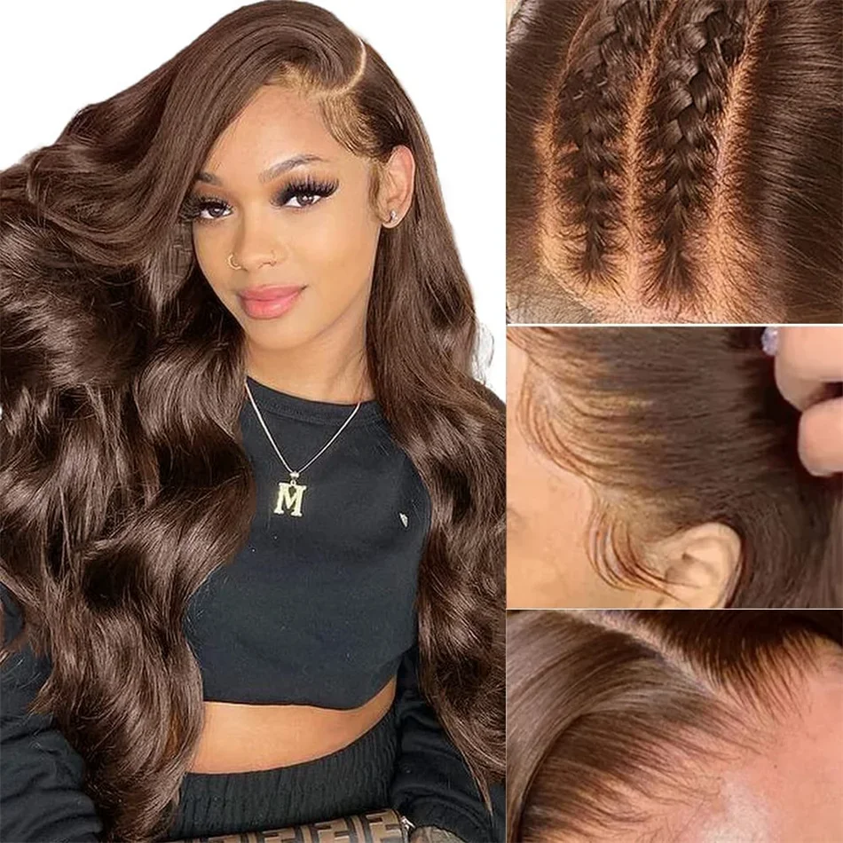 Parrucche di capelli umani color cioccolato 13x4, parrucche frontali in pizzo trasparente HD, parrucche indiane ondulate grezze_voghion.com
