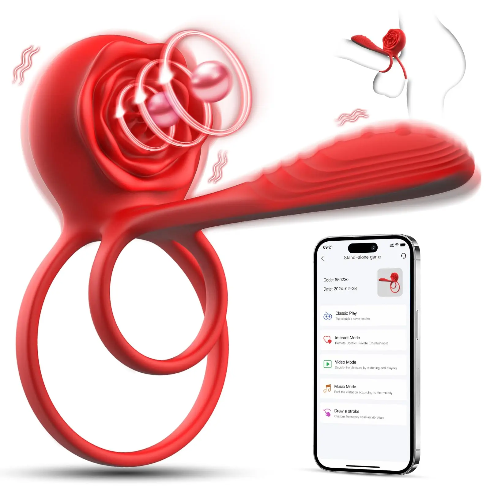 APP Control Dual Silent Motors Clit Stimulator G Spot Couples Vibrator Flexible Penis Sleeve Vibrating Rose Cock Ring for Men