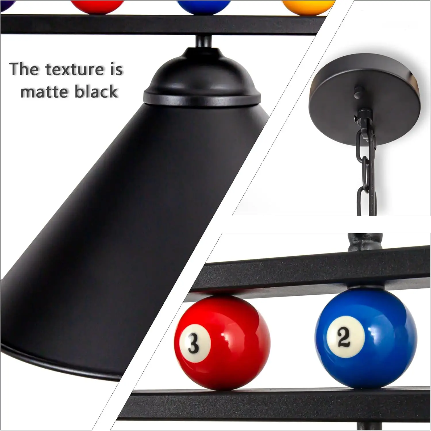 Cueelf Pool Table Light 4 Light Billiard Light for Over Pool Table Hanging Ceiling Fixture with Lamp Shade