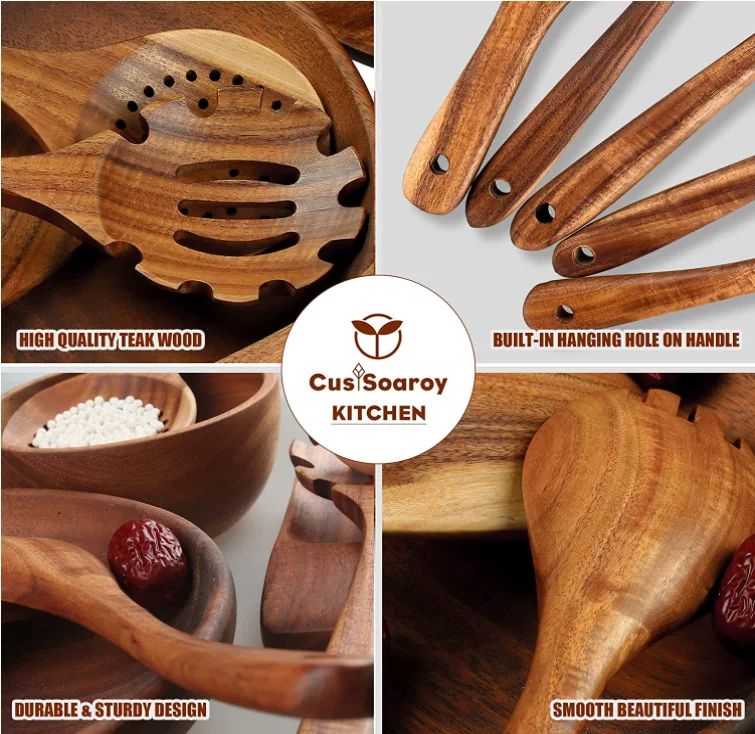 Popular Food Safe Acacia Wooden Kitchen Cooking Tools Kitchen Utensils