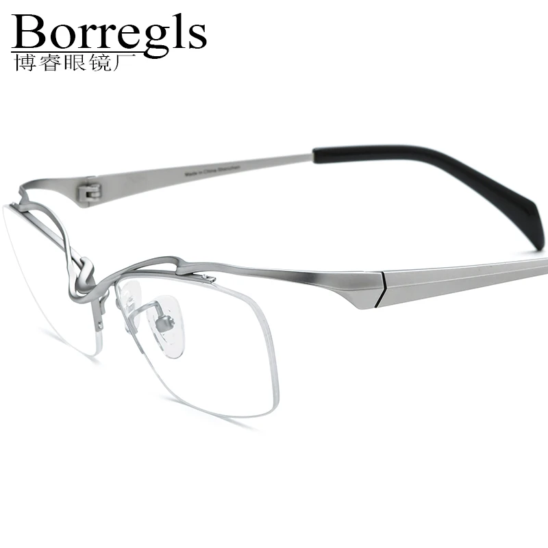 Borregls Titanium Glasses Frame Men 2025 New Designer Semi-Rimless